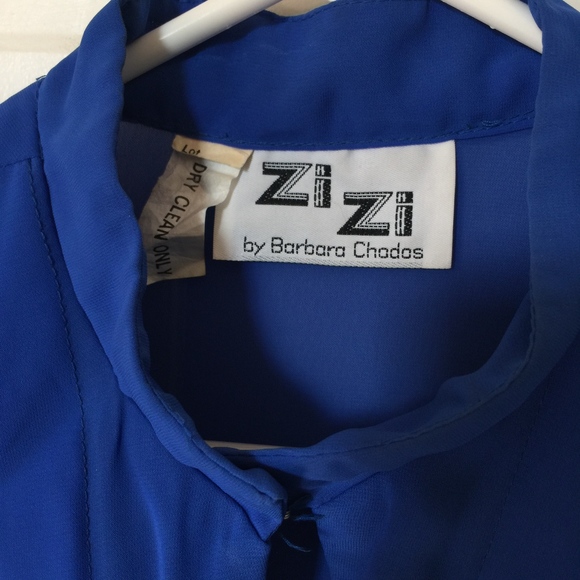 1970s ZiZi by Barbara Chodos Blue Poly Dress - Picture 7 of 8